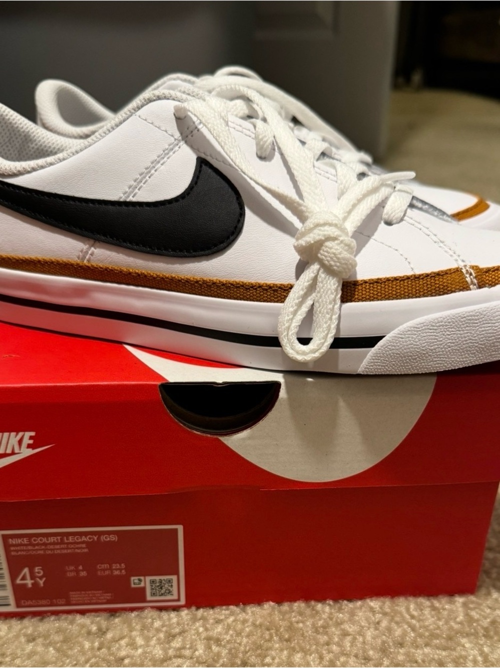 Nike White Black & Brown Trim Court Legacy Sneakers